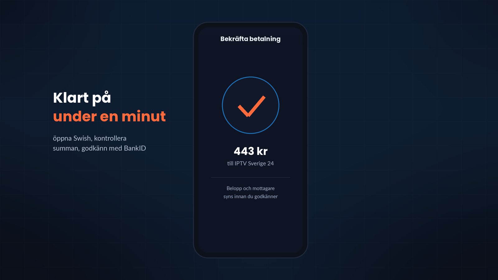 godkänn swish betalning för iptv med bankid på mobilen
