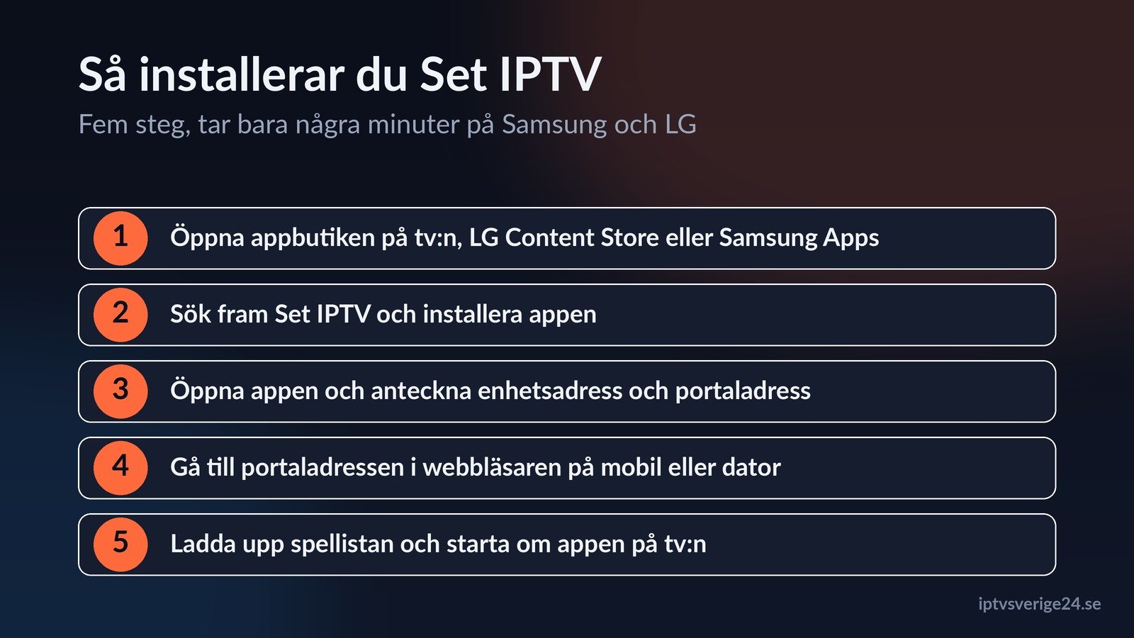 Set IPTV installation i fem steg på tv:n