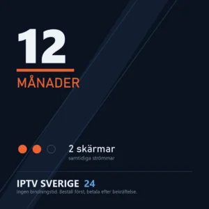 Iptv-abonnemang från IPTV Sverige 24, 12 månader med 2 skärmar samtidigt