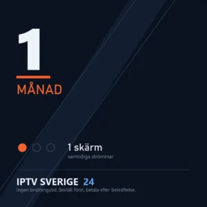 Iptv-abonnemang från IPTV Sverige 24, 1 månad med 1 skärm samtidigt