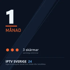 Iptv-abonnemang från IPTV Sverige 24, 1 månad med 3 skärmar samtidigt